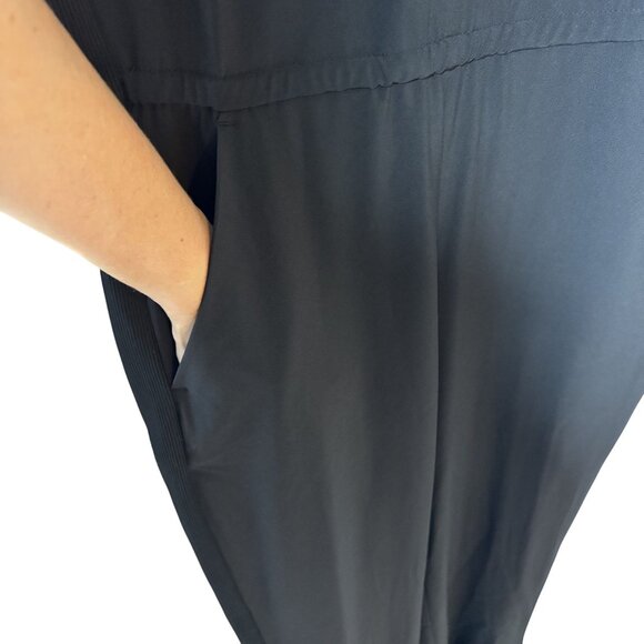 Athleta Black sleeveless jumpsuit outdoors casual stretch comfort size 6P - Picture 4 of 11